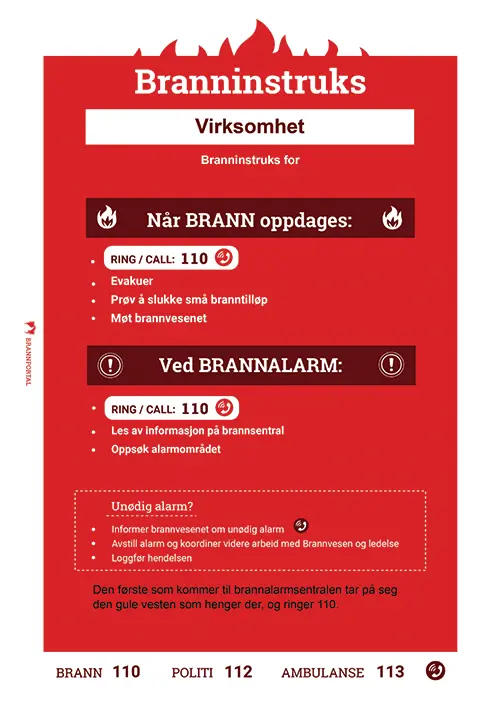 Branninstruks mal