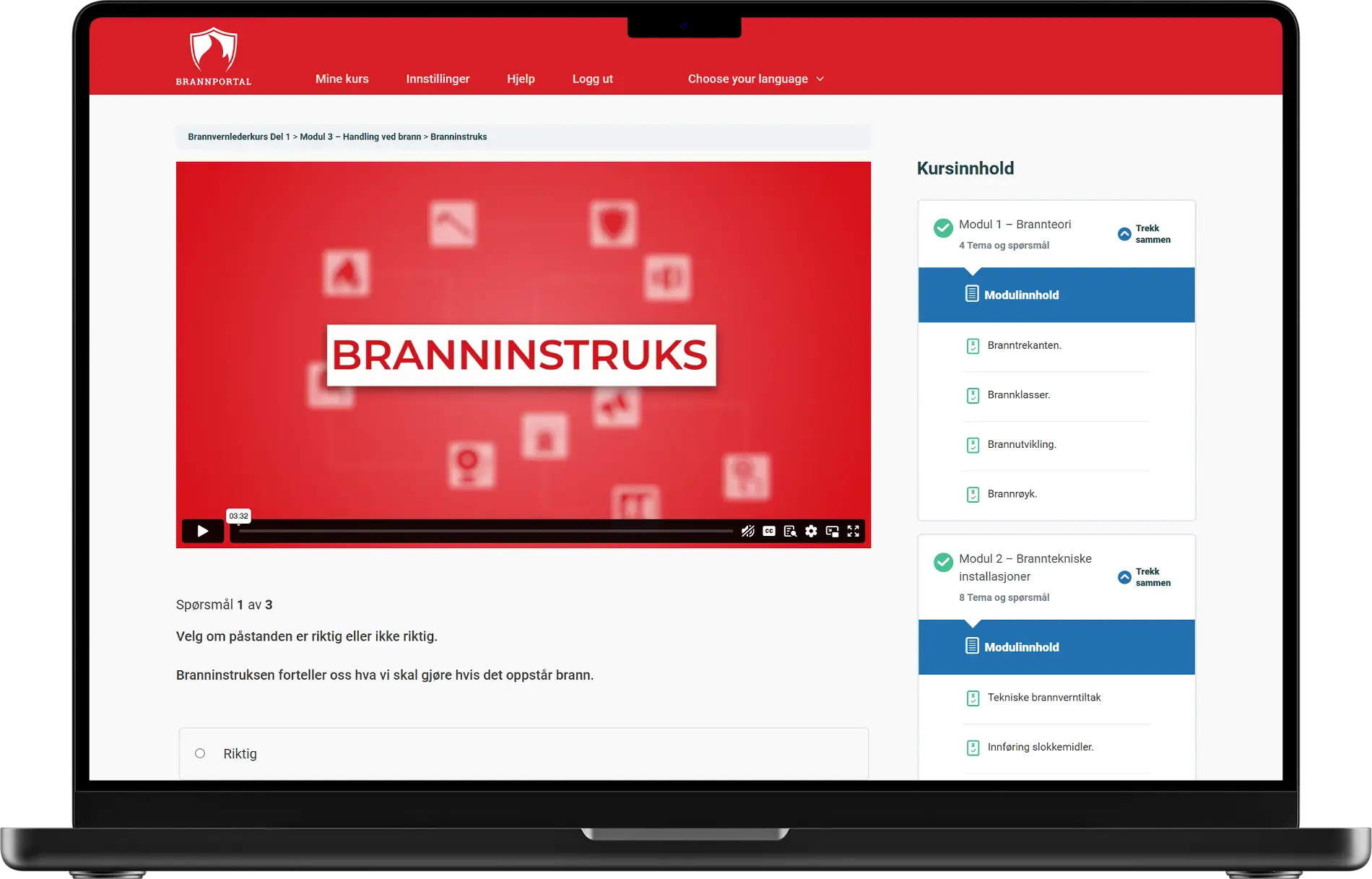 Brannportal kurs laptop